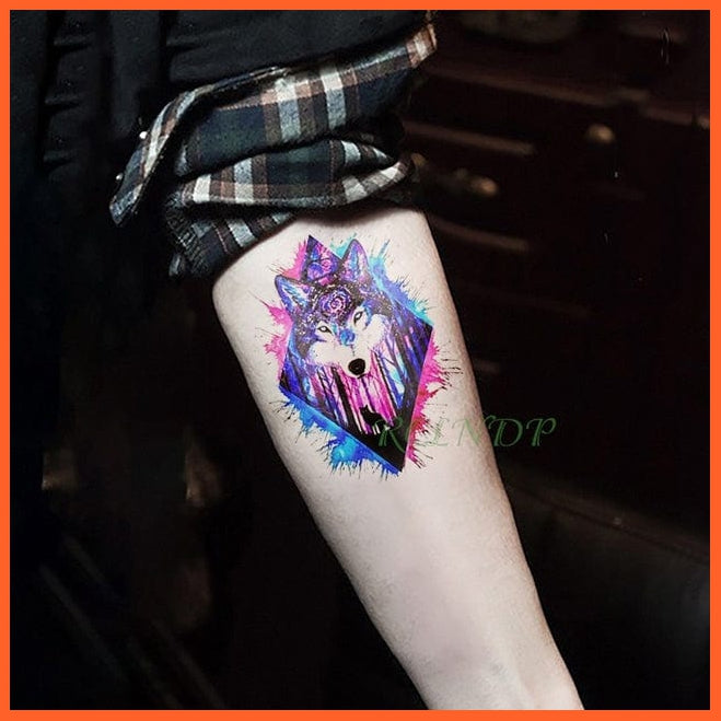 whatagift.com.au Tattoo white Waterproof Cute squirrel fox dog rabbit owl Cat animal tattoo stickers