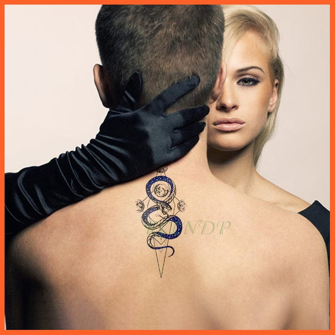 whatagift.com.au Tattoo white Waterproof Temporary Tattoo Sticker black machine gun tatto flash tatoo fake tattoos for men women