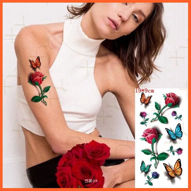 Waterproof Temporary Tattoo Sticker | 3D Butterfly Fake Tattoo | Flash Snake Feather Tattoo Body Art Rose For Girl Women Men | whatagift.com.au.