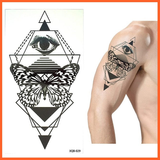 1Pcs Time Hourglass Arms Black White | Large Flower Temporary Tattoo Black Style Waterproof Tattoo Stickers | whatagift.com.au.