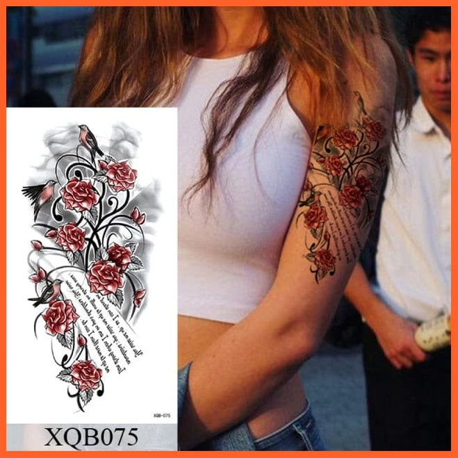 Snake Flower Rose Temporary Tattoo Stickers | Flash Waterproof Tattoos Lace Fox Lion Body Art Women Tattoos | whatagift.com.au.