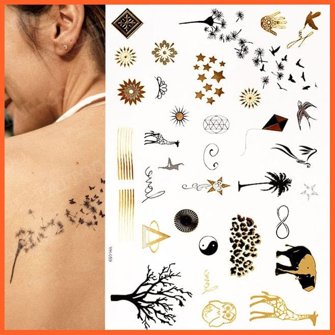 Temporary Tattoos Gold Silver Metallic Body Art Stickers | Arm Body Tattoo Cool Bracelet Style Girl Diy Golden Flash Tattoos | whatagift.com.au.