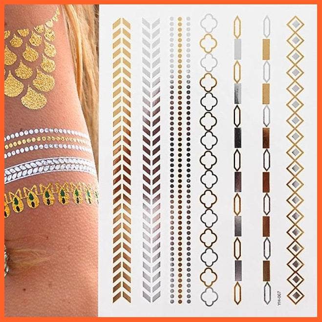 1 Sheet Flash Boho Metallic Gold Feathers Shimmering Jewellery Stickers | Body Art Festival Temporary Tattoo Stickers | whatagift.com.au.