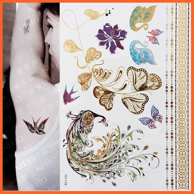 Temporary Tattoos Gold Silver Metallic Body Art Stickers | Arm Body Tattoo Cool Bracelet Style Girl Diy Golden Flash Tattoos | whatagift.com.au.