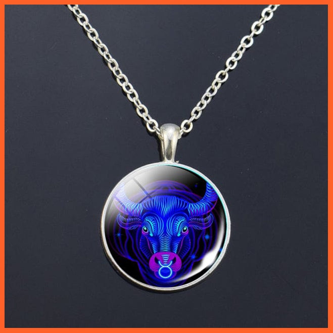 whatagift.com.au Taurus 2 12 Zodiac Signs Glass Dome Constellations Pendant Necklace