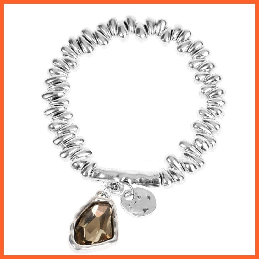 whatagift.com.au Tea Color / China / 18.5cm Ancient Silver Plated Crystal Adjustable Size Women Bracelet For Valentine