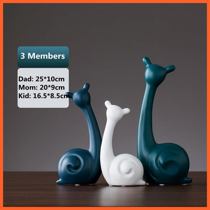 whatagift.uk Three Snails Family Ceramic Decorations For Home Cabinet I Animal Figurines Home Decor