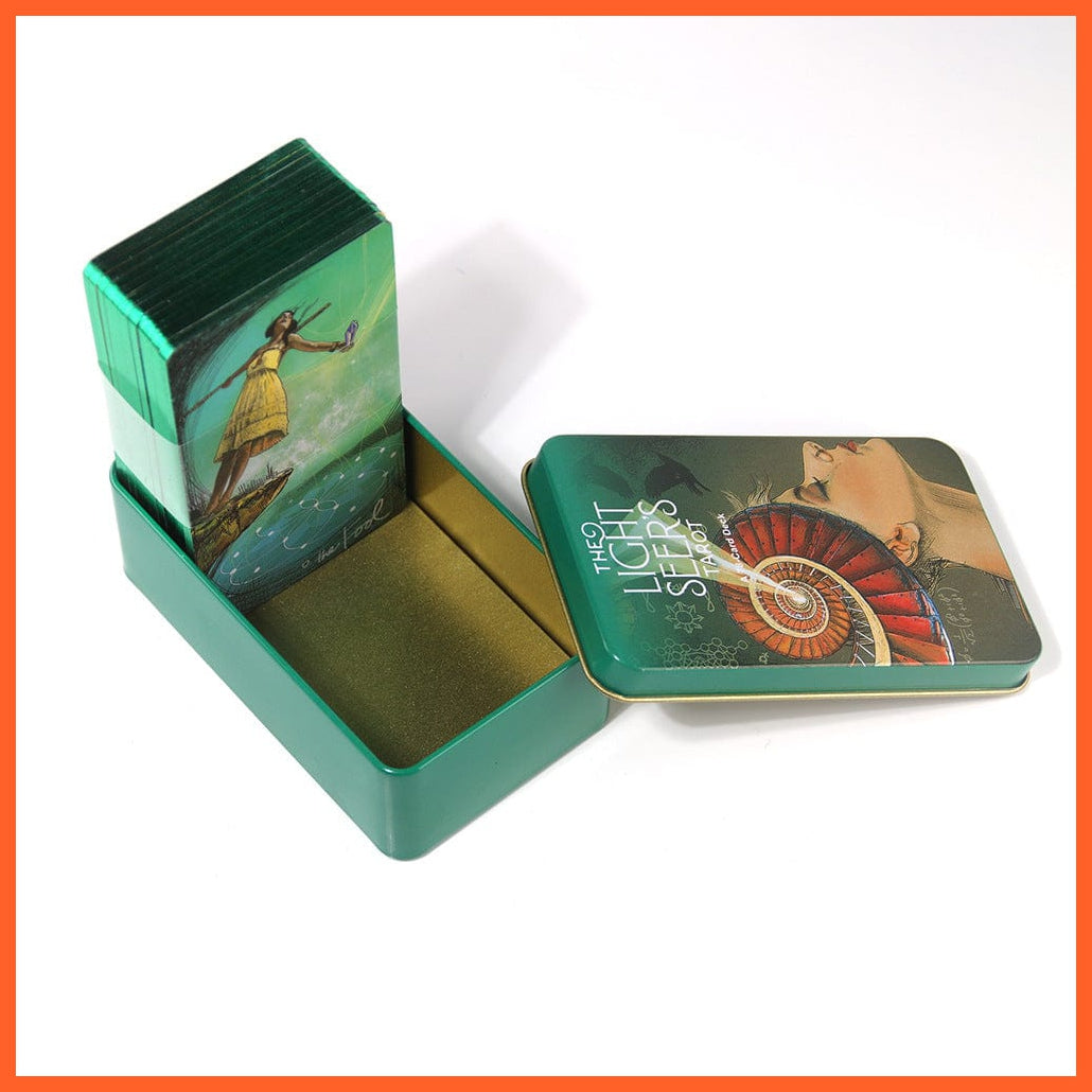 whatagift.com.au Tin Box Tarot 4 Tarot Cards With Tin Box Gilded Edge And Paper Guide - Light Seer's Tarot