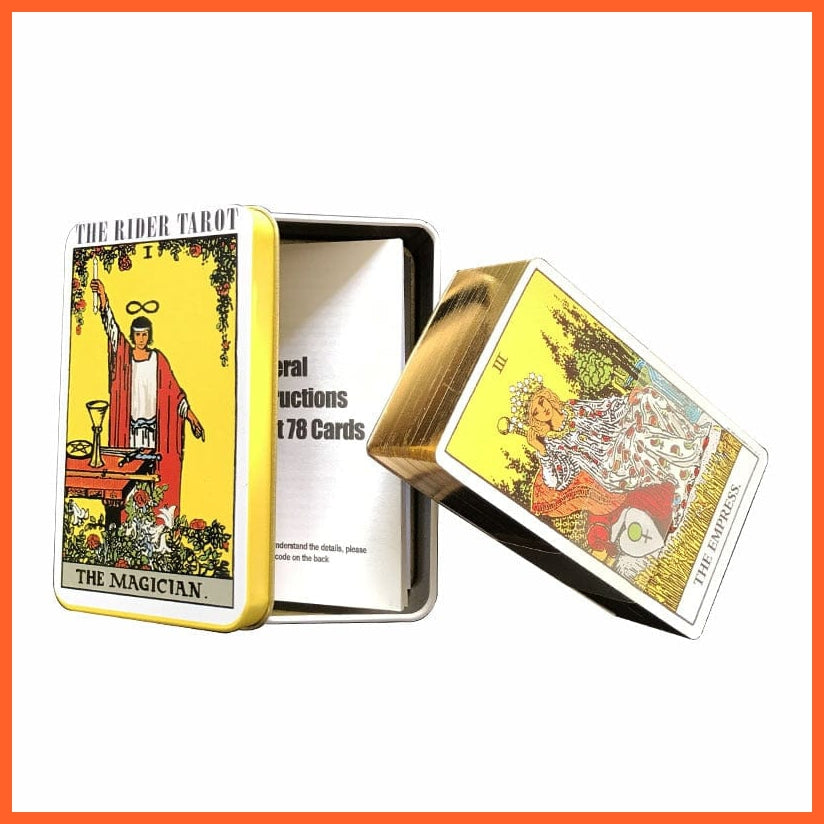 whatagift.com.au Tin Box Tarot 5 Tarot Cards with Tin Box Gilded Edge and Paper Guide