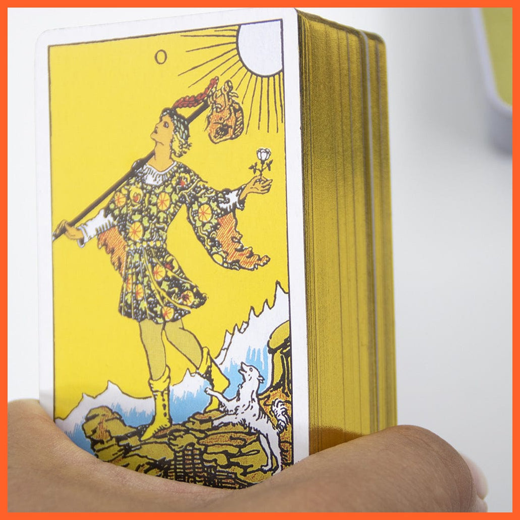 whatagift.com.au Tin Box Tarot 5 Tarot Cards With Tin Box Gilded Edge And Paper Guide - The Rider Tarot