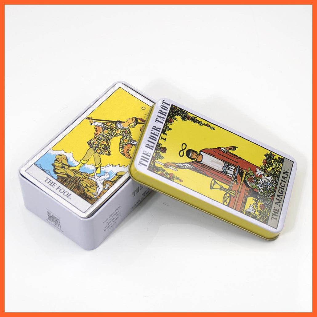 whatagift.com.au Tin Box Tarot 5 Tarot Cards With Tin Box Gilded Edge And Paper Guide - The Rider Tarot