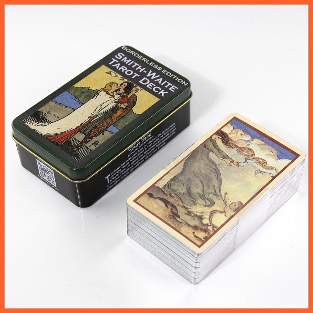 whatagift.com.au Tin Box Tarot 8 Tarot Cards With Tin Box Gilded Edge And Paper Guide - Smith Waite Tarot