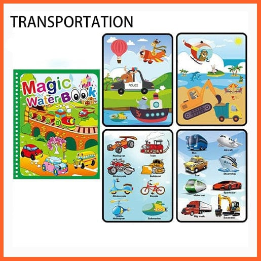 whatagift.com.au Transportation Water Color Reusable Kid Drawing Books