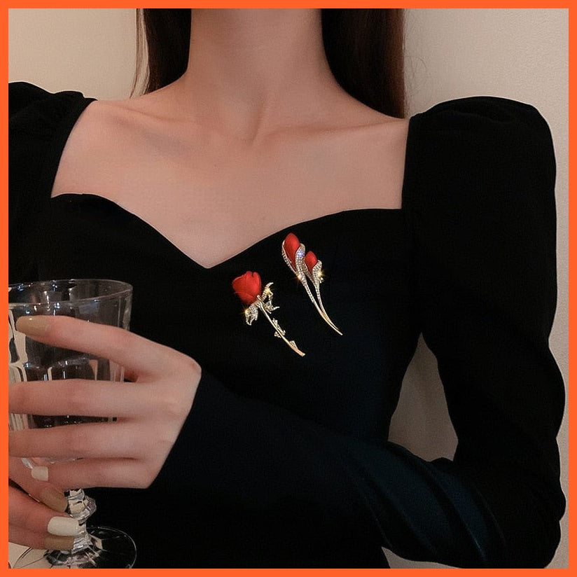 whatagift.com.au Tulip Rose Brooch For Women | Flower Brooch Pin