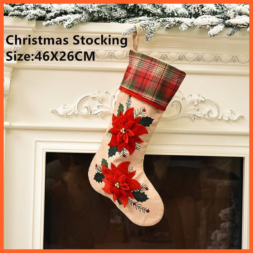 whatagift.com.au two flowers Stocking Navidad Christmas Stocking Santa Sacks Gift Christmas Decorations for Home Candy Bag Hanging Xmas Tree Ornament New Year 2023