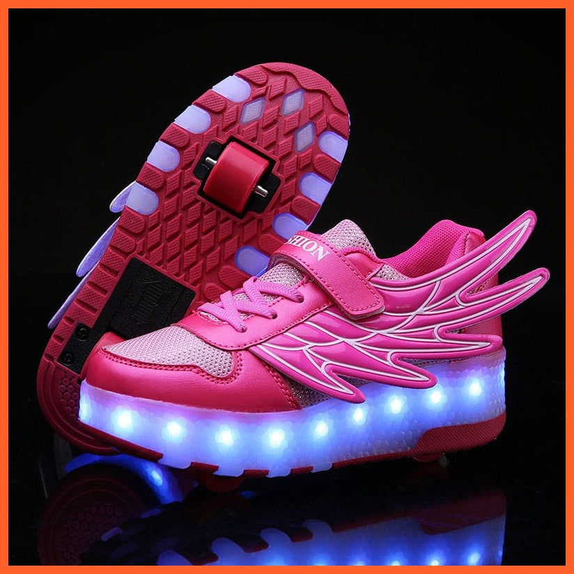 whatagift.com.au Two Wheels USB Charging Luminous Sneakers | Roller Skate Shoes for Children