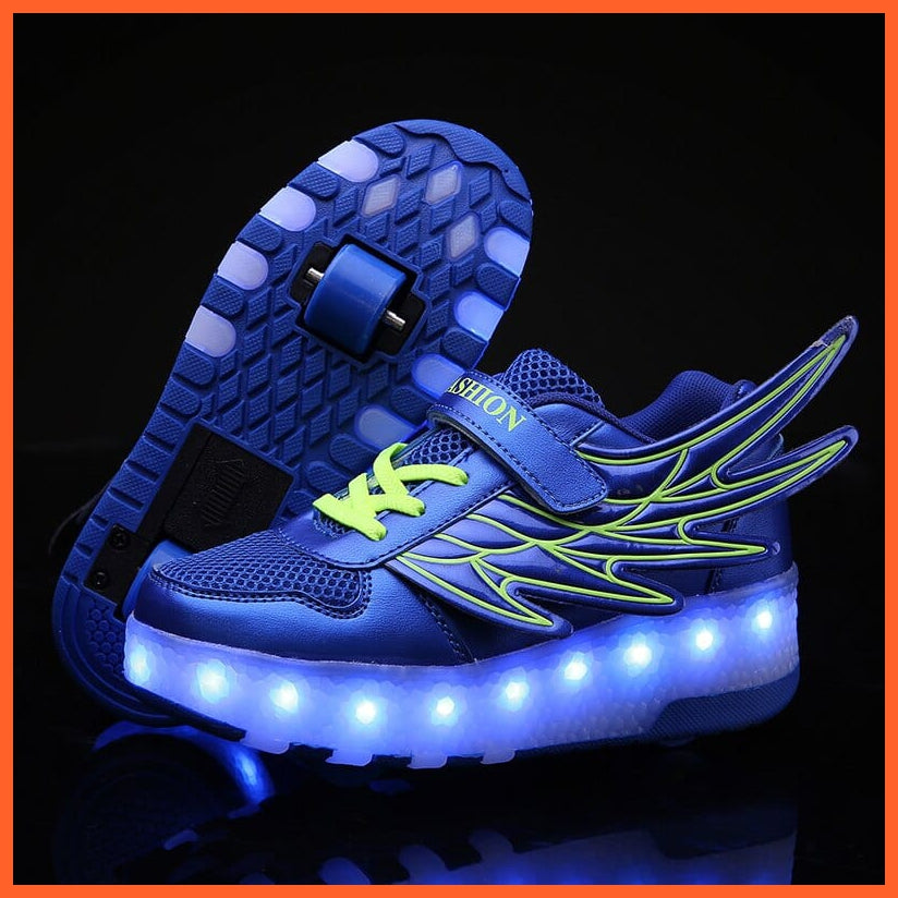 whatagift.com.au Two Wheels USB Charging Luminous Sneakers | Roller Skate Shoes for Children