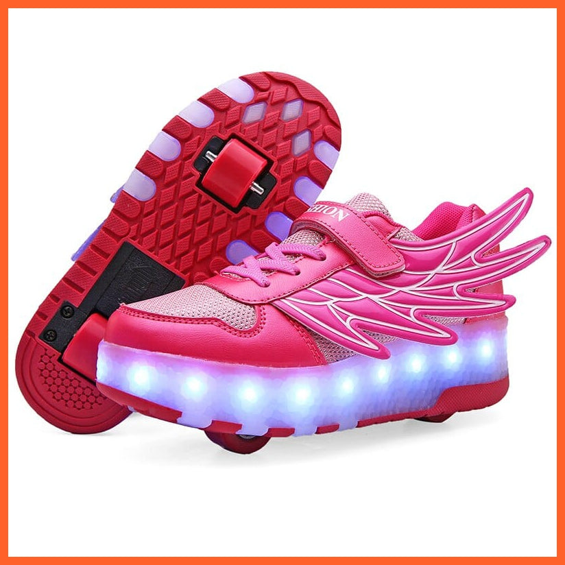 whatagift.com.au Two Wheels USB Charging Luminous Sneakers | Roller Skate Shoes for Children