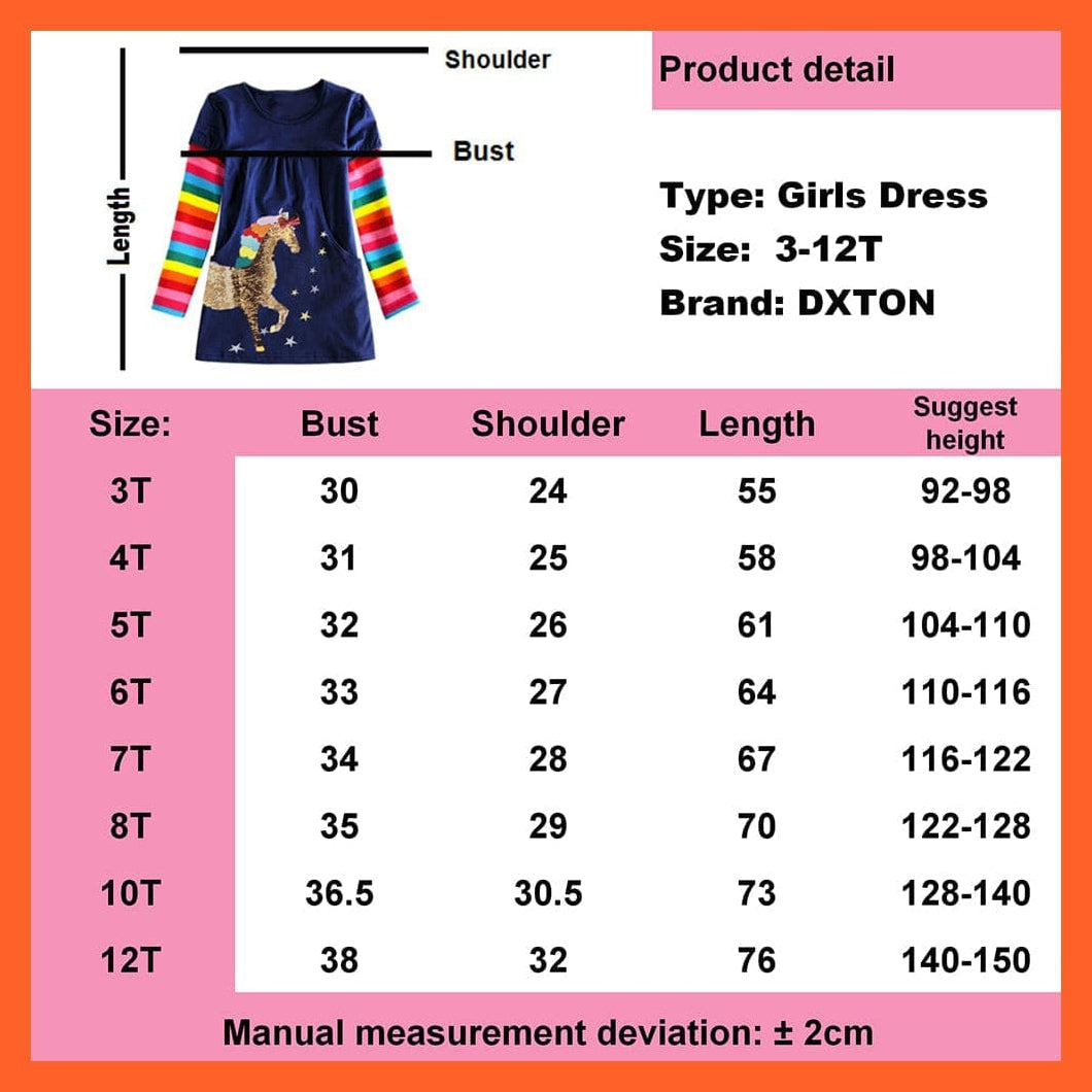 whatagift.com.au Unicorn Rainbow Long Sleeve Children Dress For Girls