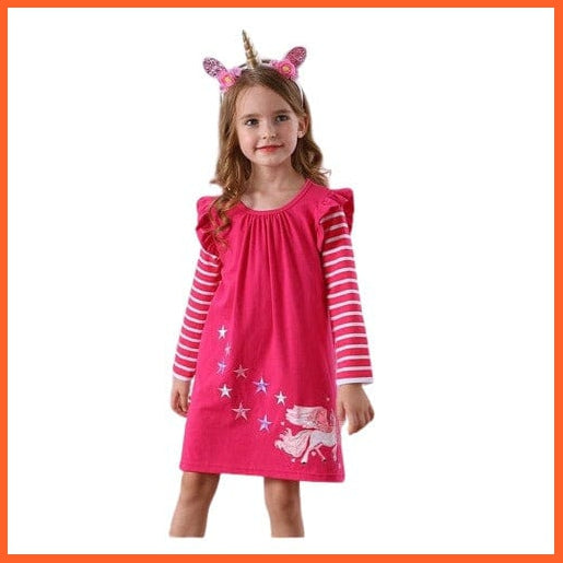 whatagift.com.au Unicorn Rainbow Long Sleeve Children Dress For Girls