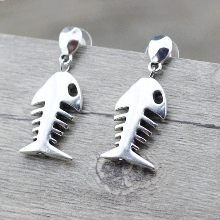 whatagift.com.au Unique Silver Plated Fish Bones Women Earrings