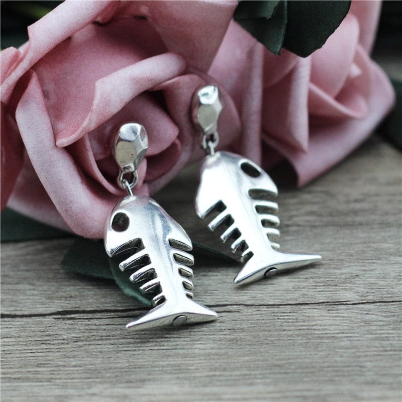 whatagift.com.au Unique Silver Plated Fish Bones Women Earrings