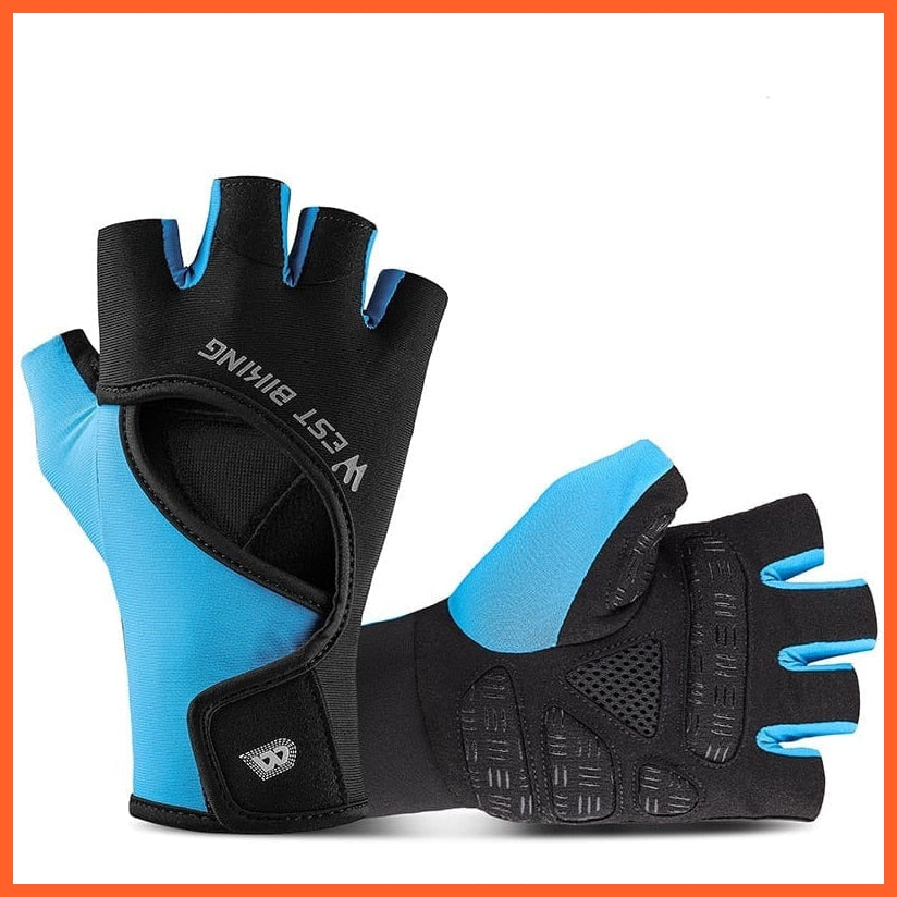 whatagift.com.au Unisex Gloves 217 Black-blue / S / China Cycling Half Finger Gloves | Men Women Gym Fitness Non-slip Sports Gloves