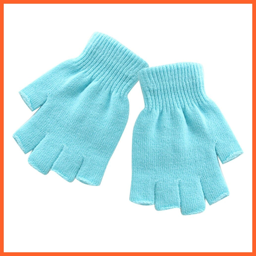 whatagift.com.au Unisex Gloves A-blue / One Size Women Men Fingerless Gloves | Solid Color Half Finger Knitted Winter Mittens