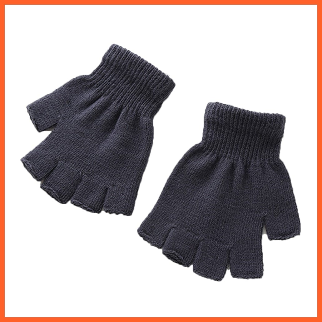 whatagift.com.au Unisex Gloves A-grey / One Size Women Men Fingerless Gloves | Solid Color Half Finger Knitted Winter Mittens