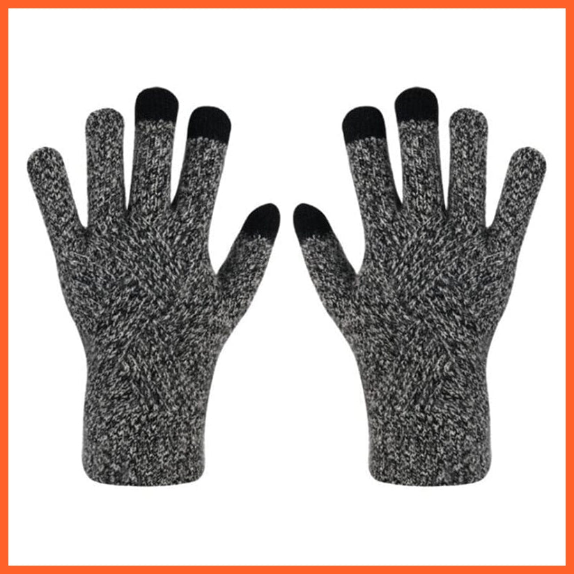 whatagift.com.au Unisex Gloves Black Gray / One Size Winter Knitted Full Finger Gloves | Woolen Touch Screen Cycling Driving Gloves