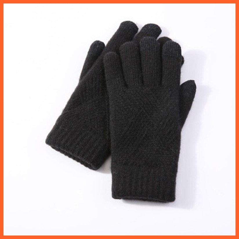 whatagift.com.au Unisex Gloves Black / One Size Winter Knitted Full Finger Gloves | Woolen Touch Screen Cycling Driving Gloves