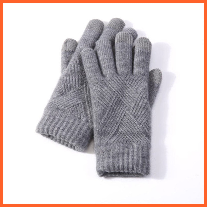whatagift.com.au Unisex Gloves Dark Gray / One Size Winter Knitted Full Finger Gloves | Woolen Touch Screen Cycling Driving Gloves