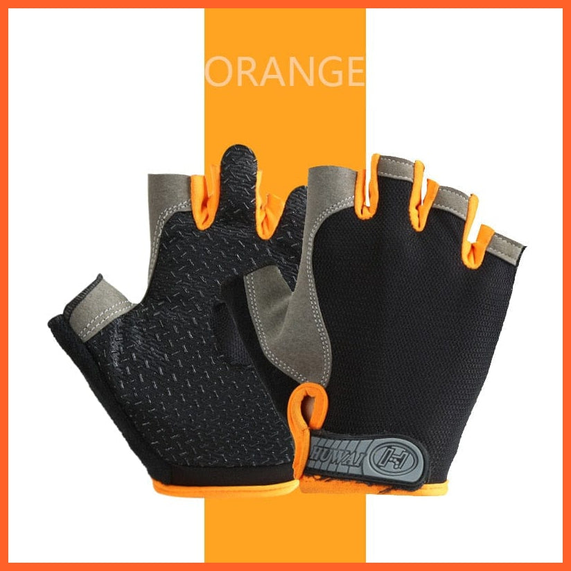 whatagift.com.au Unisex Gloves Orange / S Professional Gym Fitness Anti-Slip Gloves | Women Men Half Finger Cycling Glove