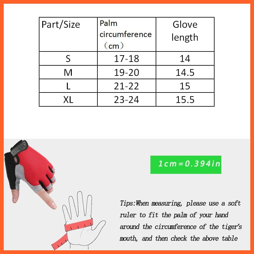 whatagift.com.au Unisex Gloves Professional Gym Fitness Anti-Slip Gloves | Women Men Half Finger Cycling Glove