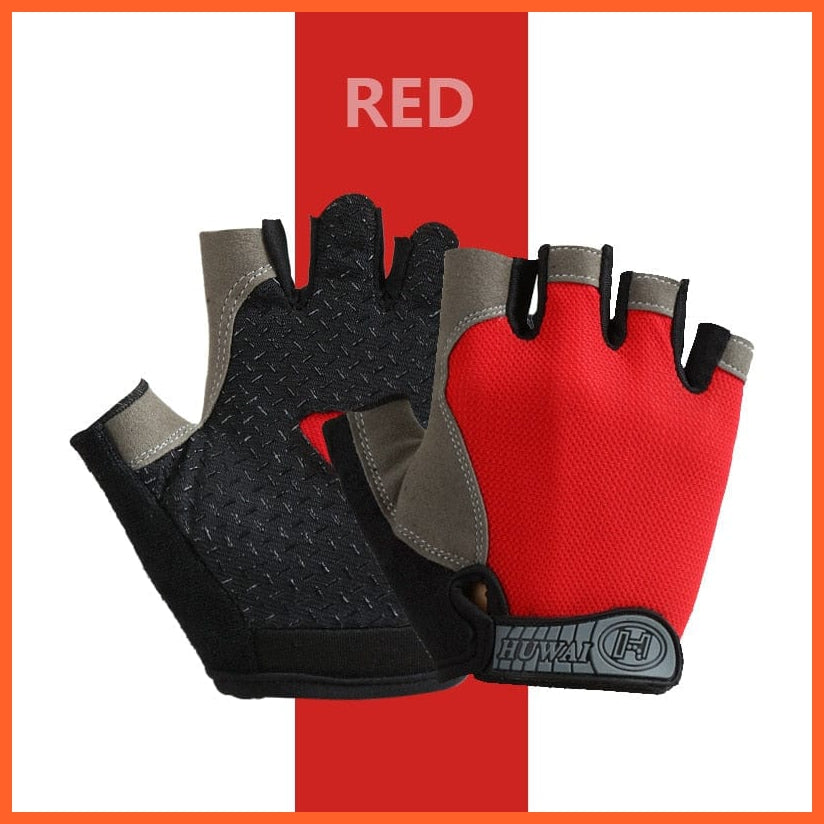 whatagift.com.au Unisex Gloves Red / S Professional Gym Fitness Anti-Slip Gloves | Women Men Half Finger Cycling Glove