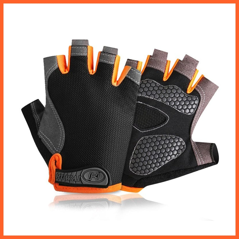 whatagift.com.au Unisex Gloves Silicone Orange / S Professional Gym Fitness Anti-Slip Gloves | Women Men Half Finger Cycling Glove
