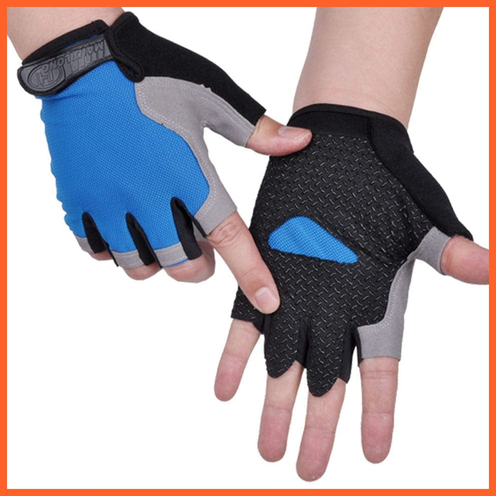 whatagift.com.au Unisex Gloves Type A--Blue 1 / S Cycling Anti-slip Anti-sweat Men Women Half Finger Gloves | Unisex Sports Gloves