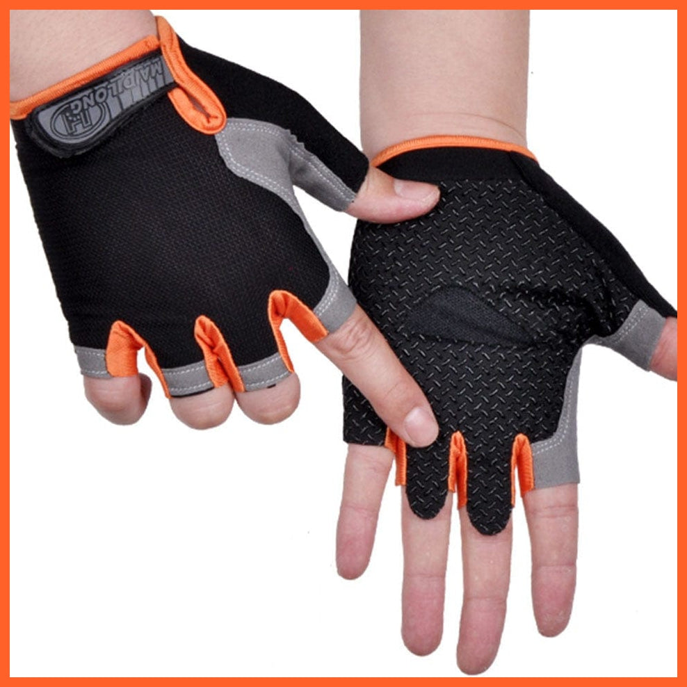 whatagift.com.au Unisex Gloves Type A--Orange / S Cycling Anti-slip Anti-sweat Men Women Half Finger Gloves | Unisex Sports Gloves