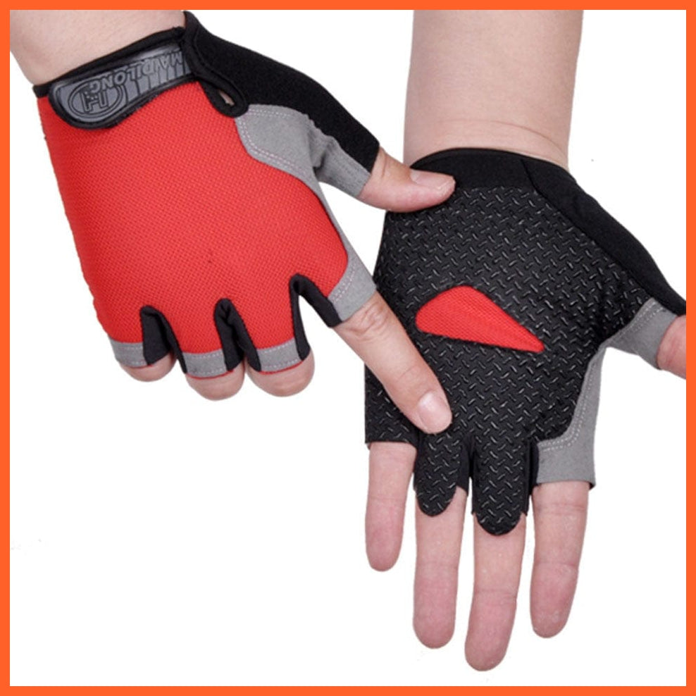 whatagift.com.au Unisex Gloves Type A--Red / S Cycling Anti-slip Anti-sweat Men Women Half Finger Gloves | Unisex Sports Gloves
