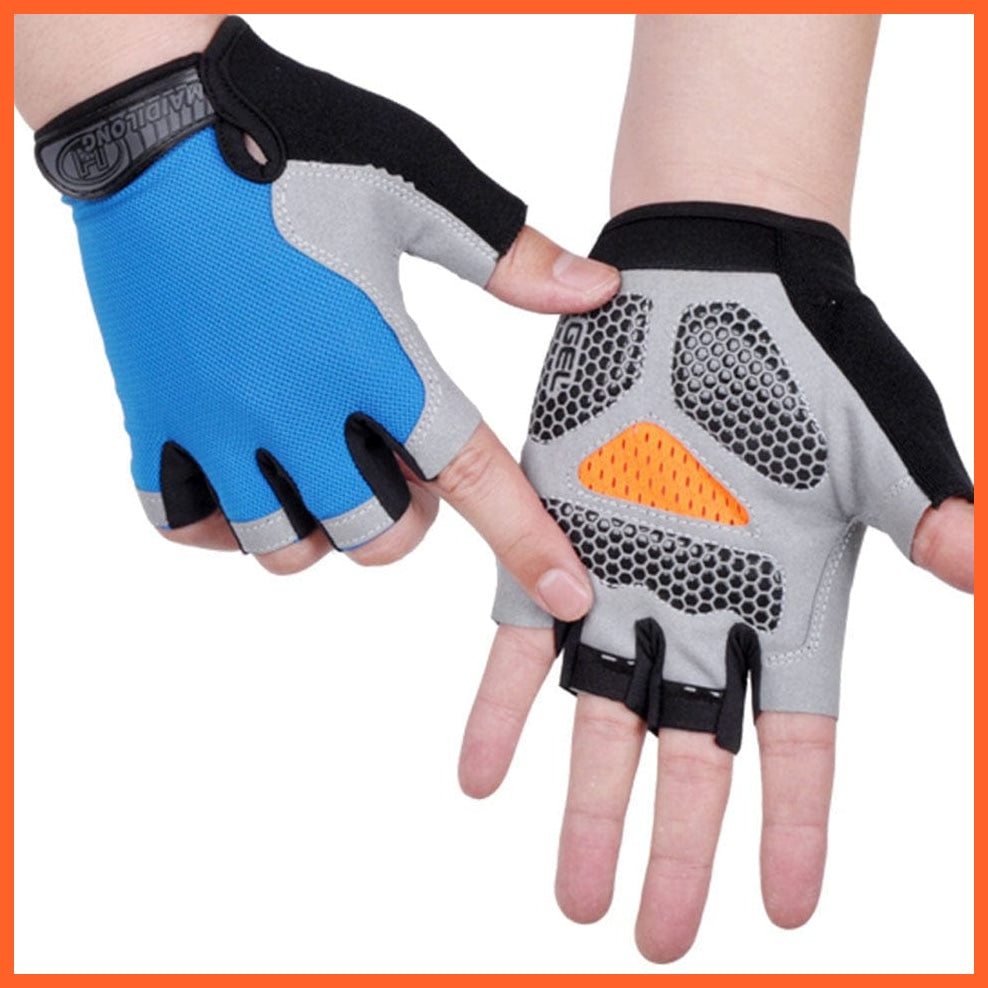whatagift.com.au Unisex Gloves Type B--Blue 1 / S Cycling Anti-slip Anti-sweat Men Women Half Finger Gloves | Unisex Sports Gloves