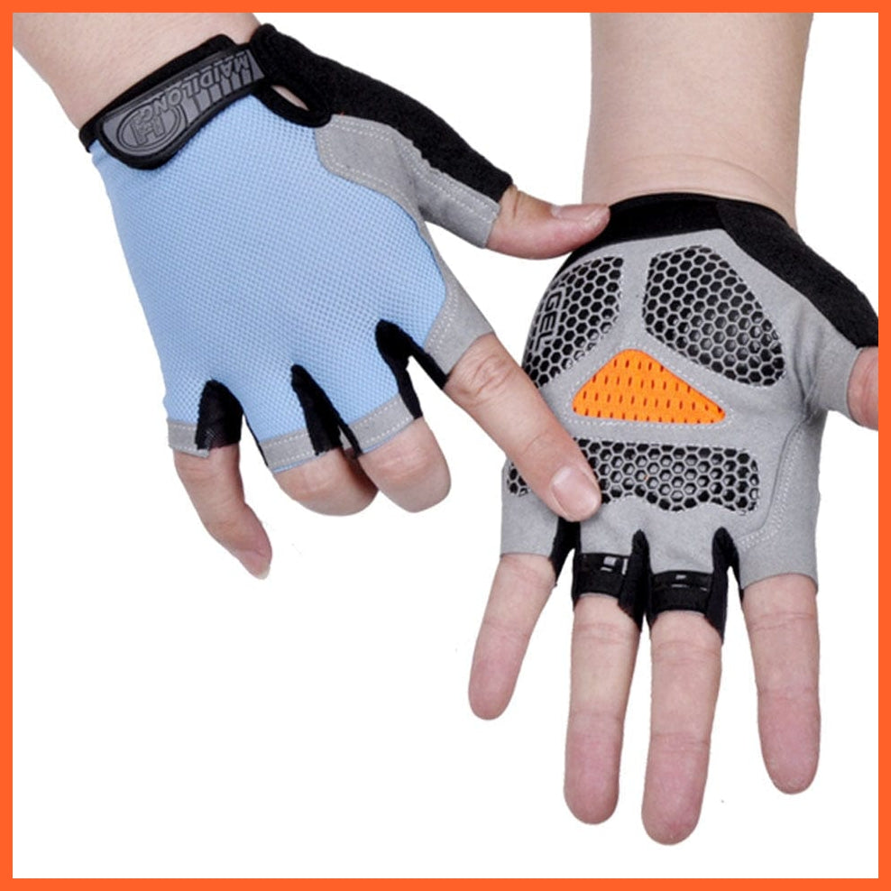 whatagift.com.au Unisex Gloves Type B--Blue / S Cycling Anti-slip Anti-sweat Men Women Half Finger Gloves | Unisex Sports Gloves