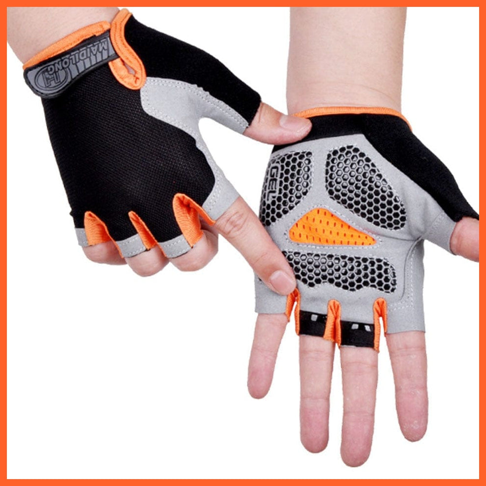 whatagift.com.au Unisex Gloves Type B--Orange / S Cycling Anti-slip Anti-sweat Men Women Half Finger Gloves | Unisex Sports Gloves