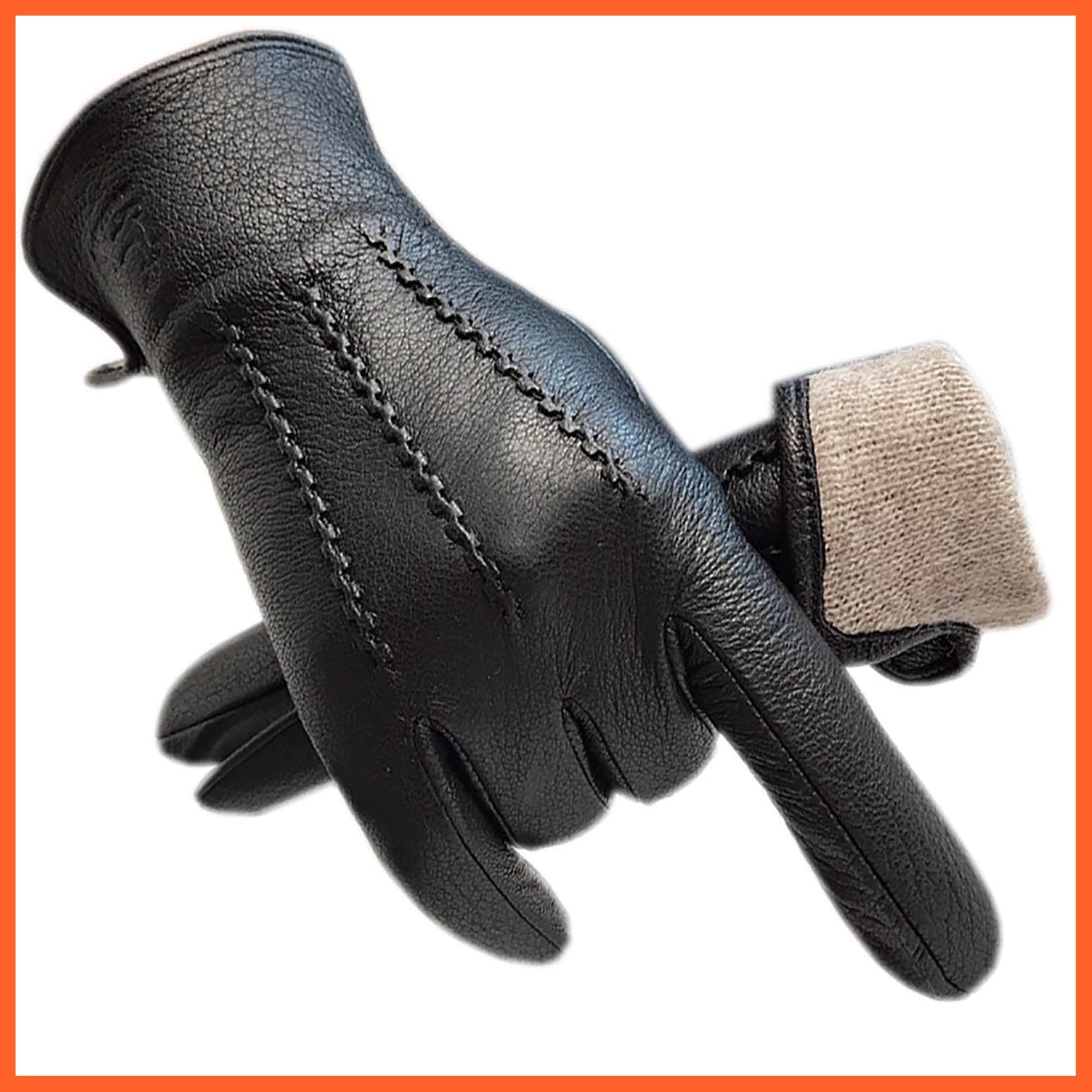 whatagift.com.au Unisex Gloves Winter Deerskin Gloves | New Genuine Wool Lining Machine Warm Driving Gloves