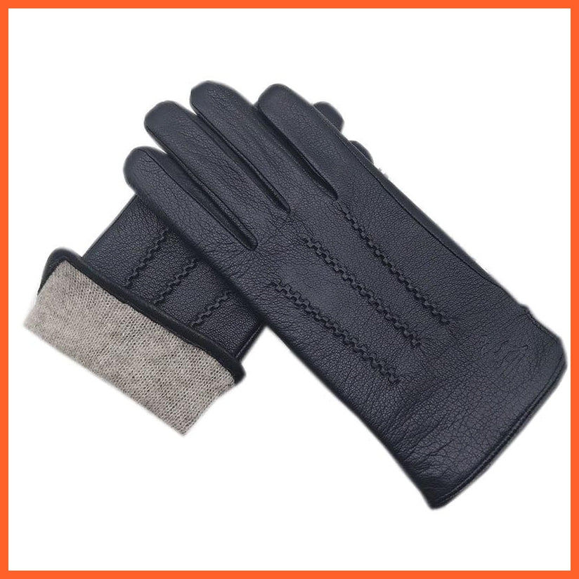 whatagift.com.au Unisex Gloves Winter Deerskin Gloves | New Genuine Wool Lining Machine Warm Driving Gloves