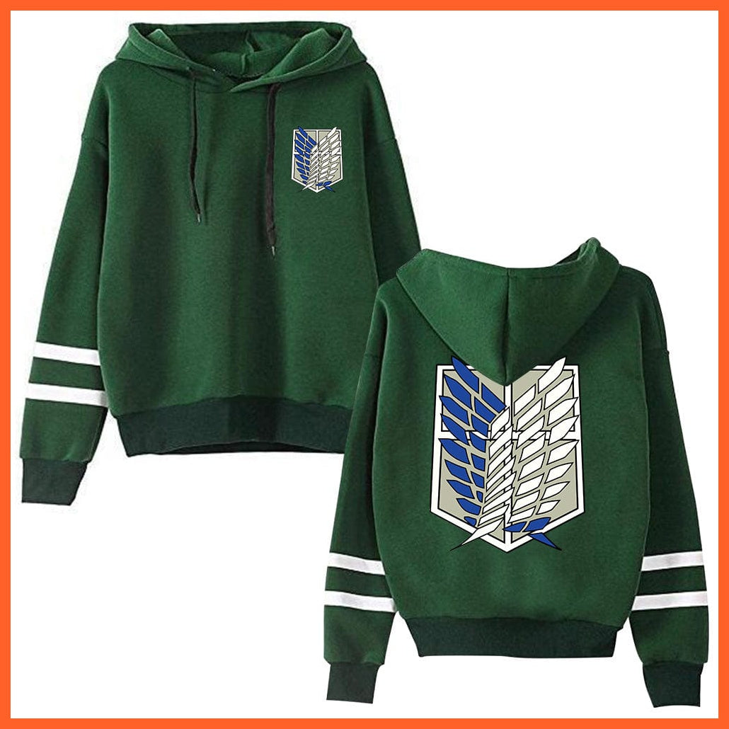 whatagift.com.au unisex Hoodie Attack on Titan Long Sleeved Striped Hooded Sweatshirt Pullover Tops