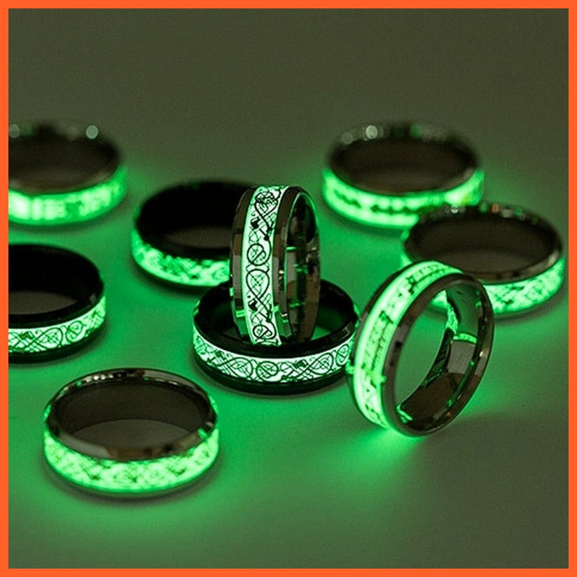 whatagift.com.au Unisex Luminous Dragon Ring | Love Heart Retro Stainless Steel Fluorescent Rings