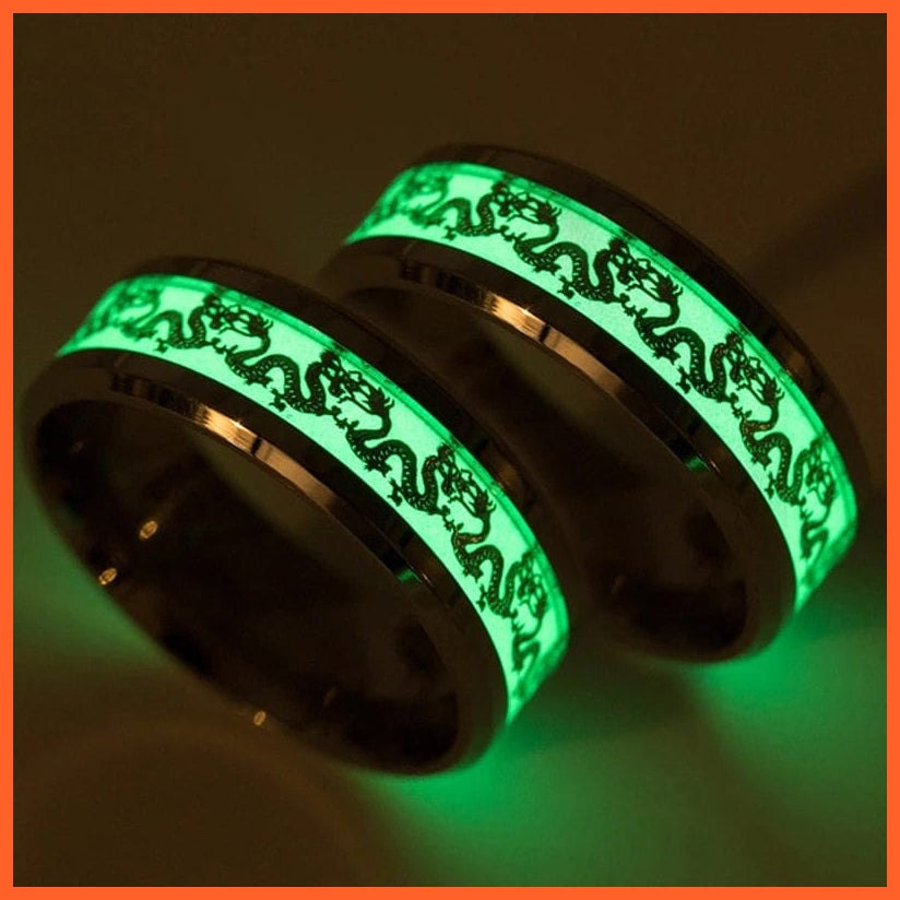 whatagift.com.au Unisex Luminous Dragon Ring | Love Heart Retro Stainless Steel Fluorescent Rings