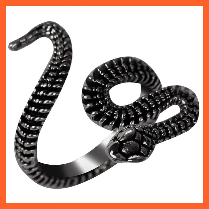 whatagift.com.au Unisex Vintage Punk Gothic Snake Rings | Black Silver Color Metal Open Design Animal Finger Ring