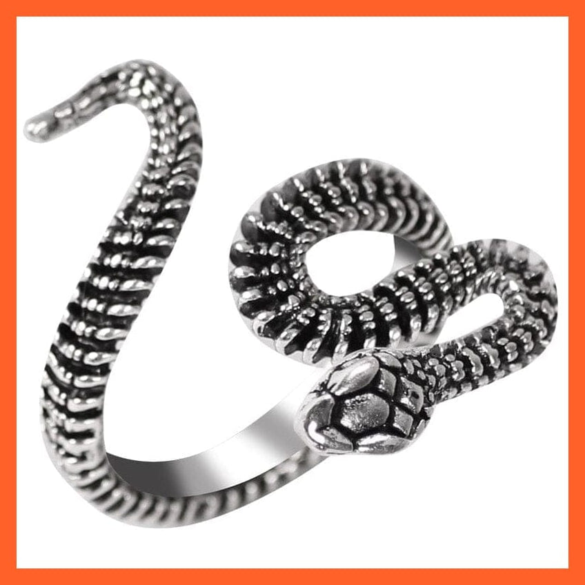 whatagift.com.au Unisex Vintage Punk Gothic Snake Rings | Black Silver Color Metal Open Design Animal Finger Ring