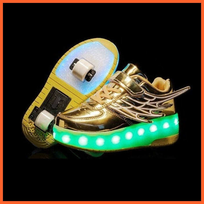 whatagift.com.au USB Charging Children LED Sneakers With 2 Wheels For Children